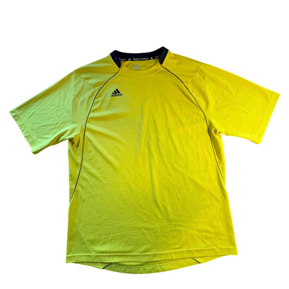 Adidas‎ Climalite Performance Shirt Mens Large Yellow Excellent Team Sport Tee